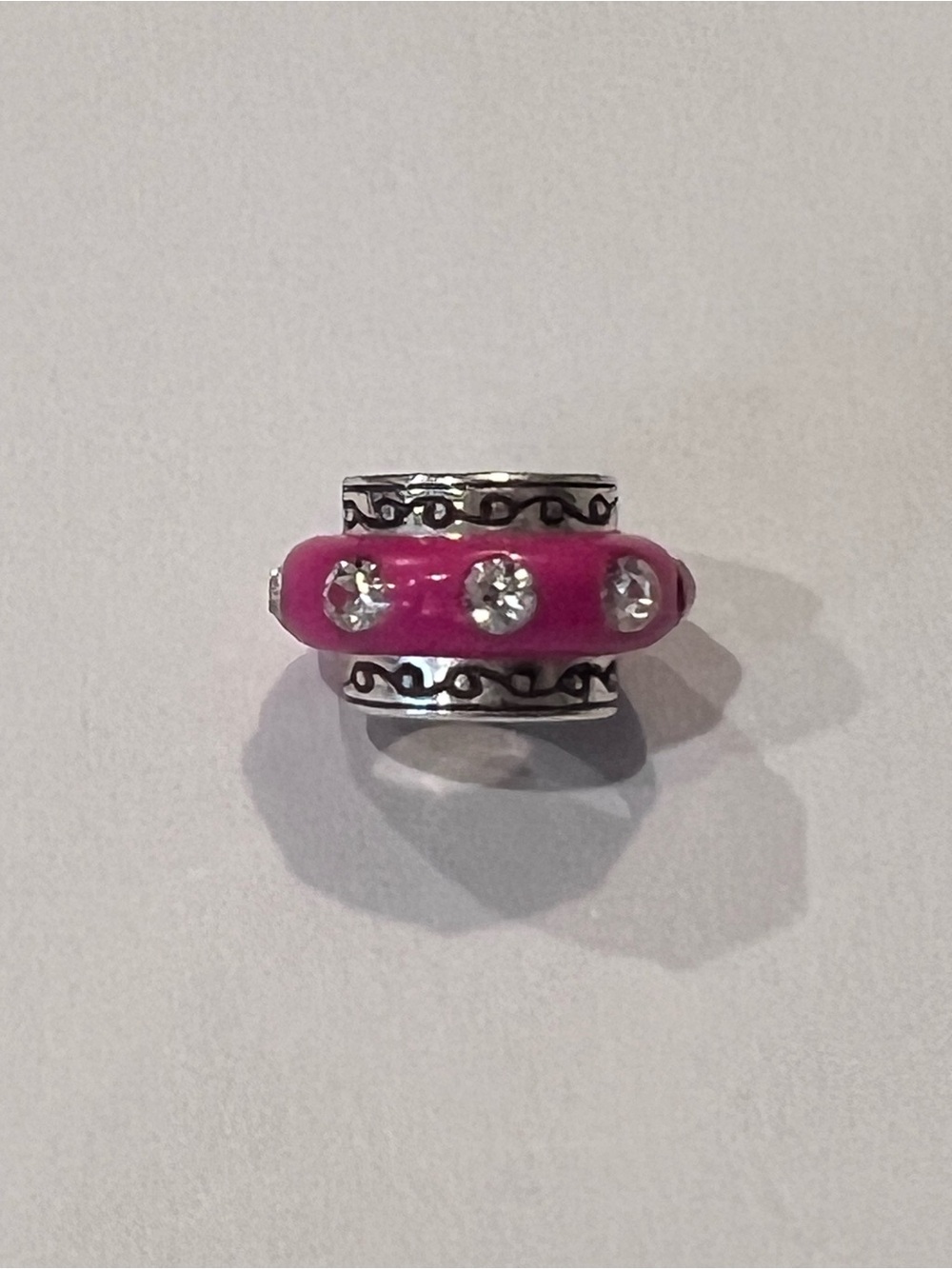 Brighton Pink Enamel Crystal Spacer Bead